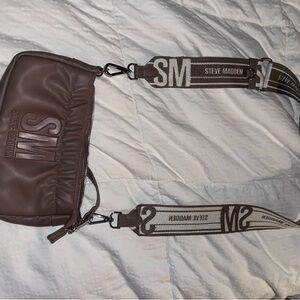 Steve Madden Brown Crossbody with Branded Webbing Strap